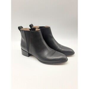 Madewell The Carina Size 6.5 Chelsea Ankle Boots Black Leather Pull On Bootie